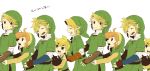  a_link_to_the_past belt black_eyes blonde_hair brown_hair earrings gloves hat jewelry link multiple_persona nintendo ocarina_of_time pig pointy_ears skyward_sword smile the_legend_of_zelda twilight_princess wind_waker 