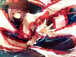  1girl ascot capelet hat hat_ribbon kinona long_sleeves looking_at_viewer nagae_iku outstretched_arm outstretched_hand purple_hair red_eyes ribbon shawl solo touhou 