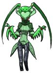  1girl antennae character_request commentary_request cropped_legs green_skin insect_girl matsuda_yuusuke monster_girl original praying_mantis ribbed_sweater solo sweater turtleneck yuusha_to_maou 
