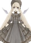  blonde_hair bonnet dress frills gloves gothic_lolita lolita_fashion long_hair original rokuri-eva twintails very_long_hair violet_eyes wings 