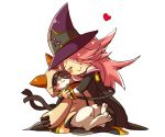  &gt;_&lt; 1girl blazblue cat eyepatch heart hug husband_and_wife jubei_(blazblue) konoe_a_mercury kuro_yuzu magician twin_tail 