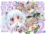  &gt;_&lt; 4girls blue_eyes blush brown_hair fang grey_hair hat long_hair matoi_(pso2) milkpanda multiple_girls open_mouth patty_(pso2) phantasy_star phantasy_star_online_2 pointy_ears red_eyes short_hair tear_(pso2) twintails 