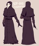  character_name coat gloves hood hooded joychuo kurogomu mask plague_doctor scalpel scp-049 scp_foundation simple_background solo 