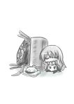  1girl blush_stickers chibi closed_eyes gomasamune hat hat_removed headwear_removed kantai_collection pale_skin silver_hair smile solo tombstone wo-class_aircraft_carrier 