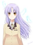  1girl angel_beats! brown_eyes hankensen_you long_hair purple_hair school_uniform standing tachibana_kanade 