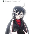  1girl :&lt; ahoge black_gloves black_hair fearless_night gloves grey_eyes hair_ornament jacket key_(company) long_hair parody poco_muerte skull_hair_ornament solo spikewible style_parody tumblr turtleneck twintails 