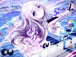  1girl apple228 ass blue_eyes english highres holographic_interface lavender_hair light_particles painttool_sai personification stylus tagme 