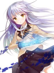  1girl angel_beats! blazer hand_sonic hayama_eishi long_hair school_uniform silver_hair solo tachibana_kanade yellow_eyes 