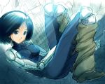  1girl black_hair blue_eyes gally gunnm machinery shopyun short_hair sitting sketch solo tagme 