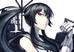  1girl black_hair breasts gloves hetza_(hellshock) kantai_collection long_hair looking_at_viewer ponytail profile red_eyes solo white_gloves yahagi_(kantai_collection) 