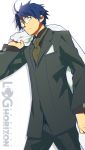  1boy blue_hair formal glasses hara_kazuhiro log_horizon shiroe short_hair solo suit 