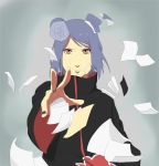  akatsuki female flower hair konan lip_piercing naruto piercing pixiv short_hair solo uniform 