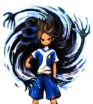  1boy brown_eyes brown_hair inazuma_eleven_(series) inazuma_eleven_go inazuma_eleven_go_galaxy lightning_bolt looking_at_viewer male matatagi_hayato meily shinsei_inazuma_japan smile soccer_uniform solo standing white_background 