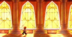  1other 2025 2d ambiguous_gender ankle_boots boots brown_boots brown_hair brown_pantyhose child commentary delta_rune_(symbol) digital_media double_horizontal_stripe english_commentary frisk_(undertale) full_body hallway highres horizontal-striped_clothes human long_sleeves nosebleed-inglishera other_focus pantyhose pantyhose_under_shorts pink_stripes purple_sweater scenery short_hair solo standing striped_clothes striped_sweater sweater two-tone_sweater undertale utdr_(toby_fox) wide_shot 