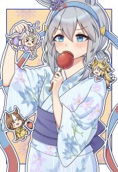 >_< 4girls ahoge animal_ears belno_light_(umamusume) blonde_hair blue_eyes blue_hair blue_hairband blue_kimono blush brown_hair candy_apple chibi closed_eyes flying_sweatdrops food grey_hair grey_tail hair_between_eyes hair_ornament hairband headband highres holding holding_candy_apple holding_food holding_lantern horse_ears horse_girl horse_tail japanese_clothes kimono lantern letter_hair_ornament long_hair long_sleeves multicolored_hair multicolored_hairband multiple_girls obey_your_master_(umamusume) obi oguri_cap_(umamusume) open_mouth purple_kimono red_headband sash short_hair smile striped_clothes striped_hairband tail tamamo_cross_(umamusume) two-tone_hair two-tone_hairband umamusume umamusume:_cinderella_gray very_long_hair yellow_kimono zaijian_(xxx1148297) 
