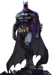  absurdres bat_mask batman batman_(series) batman_symbol belt black_cape bodysuit bruce_wayne cape cowl dc:_dark_legion dc_comics grey_bodysuit highres mask multicolored_bodysuit muscular muscular_male official_art superhero_costume taut_bodysuit taut_clothes two-tone_bodysuit utility_belt 