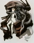  1girl dresd glowing glowing_eyes highres kantai_collection long_hair monster orion_(orionproject) pale_skin shinkaisei-kan silver_hair solo yellow_eyes 