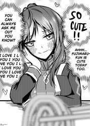  1girl absurdres chaldea_staff_uniform character_request chopsticks commentary english_commentary fate/grand_order fate_(series) food gudagudaman hand_on_own_face heart heart-shaped_pupils highres holding holding_chopsticks pov signature solo_focus symbol-shaped_pupils tagme 