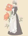  1girl apron black_dress chiruda dress emma flower full_body hands_together maid maid_headdress solo victorian victorian_romance_emma 