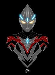 1boy alien black_background black_skin blue_gem color_timer colored_skin commentary_request forehead_jewel gem highres male_focus multicolored_skin no_pupils red_skin signature silver_skin simple_background solo tokusatsu ultra_series ultraman_arc ultraman_arc_(series) upper_body yellow_eyes yuu_(yuu2525design) 