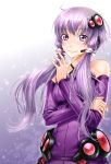  1girl blush headset ml.e purple_hair smile solo violet_eyes vocaloid voiceroid yuzuki_yukari 