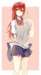  1girl clipboard free! guru_(nicocco) long_hair matsuoka_gou ponytail red_eyes redhead school_uniform solo 