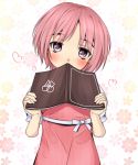  1girl blush book dress floral_background pink_eyes pink_hair shin_(highest1192) short_hair to_aru_majutsu_no_index tsukuyomi_komoe 