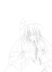  1girl absurdres alternate_costume bat_wings gothic hat highres lineart looking_at_viewer monochrome remilia_scarlet smile solo sutoreruka touhou wide_sleeves wings 