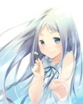  1girl ano_hi_mita_hana_no_namae_wo_bokutachi_wa_mada_shiranai blue_eyes dress flower honma_meiko long_hair silver_hair syokuuuuuuuuumura 