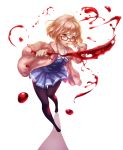  1girl blonde_hair glasses highres kuriyama_mirai kyoukai_no_kanata skirt solo sword weapon wff_87_(xuan_qing) 