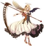  angel angel_and_devil angel_wings armband blonde_hair cage demon_wings devil dress fusion green_eyes hair_ornament halo high_heels natsume_k original pointy_ears scythe wings wrist_cuffs 