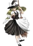  1girl apron blonde_hair broom coolmint hat kirisame_marisa long_hair mini-hakkero simple_background smile touhou white_background witch_hat yellow_eyes 