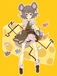  basket bloomers cheese grey_hair mice mokeo mouse mouse_ears mouse_tail nazrin red_eyes short_dress short_hair smile socks tail touhou wind_lift 