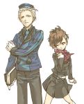  book bow brown_hair collar female_protagonist_(persona_3) garrison_cap hair_ornament hairclip hat kc persona persona_3 persona_3_portable school_uniform short_hair skirt teodor 