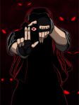  alucard_(hellsing) baseball_cap crossover epic eyes fingerless_gloves fusion gloves glowing glowing_eyes hat hellsing krychasuke kurii_chasuke male parody pokemon pokemon_(game) red_(pokemon) red_eyes solo 