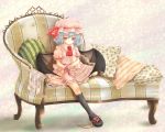  chiri_(nekoyamo) couch kneehighs pillow red_eyes remilia_scarlet shoes socks touhou wings 
