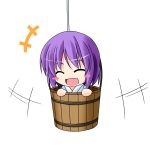  1girl ^_^ blush_stickers bucket chibi closed_eyes cosplay ichimi kisume kisume_(cosplay) nagae_iku open_mouth purple_hair short_hair smile solo touhou 