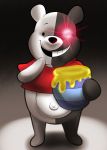  1other animal bear crossover dangan_ronpa dangan_ronpa disney fusion glowing glowing_eye highres honey monokuma parody pooh shan_grila spike_chunsoft winnie_the_pooh 