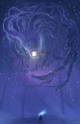  bubble elden_ring elden_ring_nightreign glowing glowing_weapon helix highres jellyfish maris_(elden_ring) monster monster_focus oralboros outdoors signature sky tentacles translucent weapon 