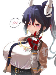  1girl black_hair gloves goinashi kitsune_marks kunimitsu_ii lavender_eyes namco school_uniform solo tekken tekken_8 