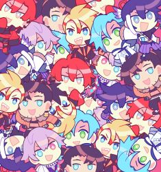  axel_syrios banzoin_hakka black_hair blonde_hair blue_hair chibi gavis_bettel happy highres holostars holostars_english holotempus josuiji_shinri machina_x_flayon male_focus multiple_boys purple_hair raienn red_hair regis_altare sharp_teeth smile teeth virtual_youtuber 