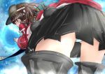  1girl brown_eyes brown_hair kantai_collection keijunyoukan_agano long_hair panties pantyshot pantyshot_(standing) personification pleated_skirt ryuujou_(kantai_collection) skirt solo standing twintails underwear visor_cap white_panties 