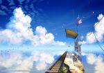  bird clouds flamingo laica_chrose original railroad_tracks reflection scenery sky stairs train_station water 