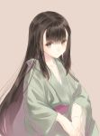  1girl bangs black_hair brown_eyes japanese_clothes kimono long_hair obi original rough solo very_long_hair yasuyuki 
