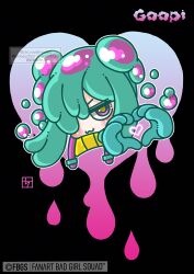  1girl :3 aqua_gloves aqua_hair black_background character_name chi_root8root82 closed_mouth commentary copyright_name font_bad_girl_squad gloves goopi_(fbgs) hair_over_one_eye heart heart_hands highres long_hair multicolored_hair outline pink_eyes pink_hair simple_background smile solo twitter_username two-tone_hair untranslatable_commentary watermark white_outline yellow_pupils 
