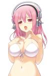  1girl bikini breasts dasoku_sentarou headphones long_hair nitroplus pink_hair solo super_sonico swimsuit 