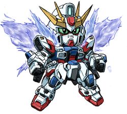  chibi energy_wings gundam gundam_build_fighters mecha niwagenji no_humans rough sd_gundam simple_background star_strike_gundam white_background 