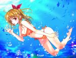  1girl bikini blonde_hair freediving kiyume long_hair marin ponytail red_eyes swimsuit umi_monogatari underwater 