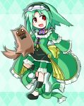  1girl borrowed_character green_hair highres kiwi_(toto_nemigi) kugelschreiber looking_at_viewer open_mouth original red_eyes smile 