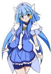  1girl aoki_reika bike_shorts blue_dress blue_eyes blue_hair choker cure_beauty dress female hair_tubes head_wings iwashita long_hair magical_girl precure shorts_under_skirt skirt smile_precure! solo tiara wrist_cuffs 